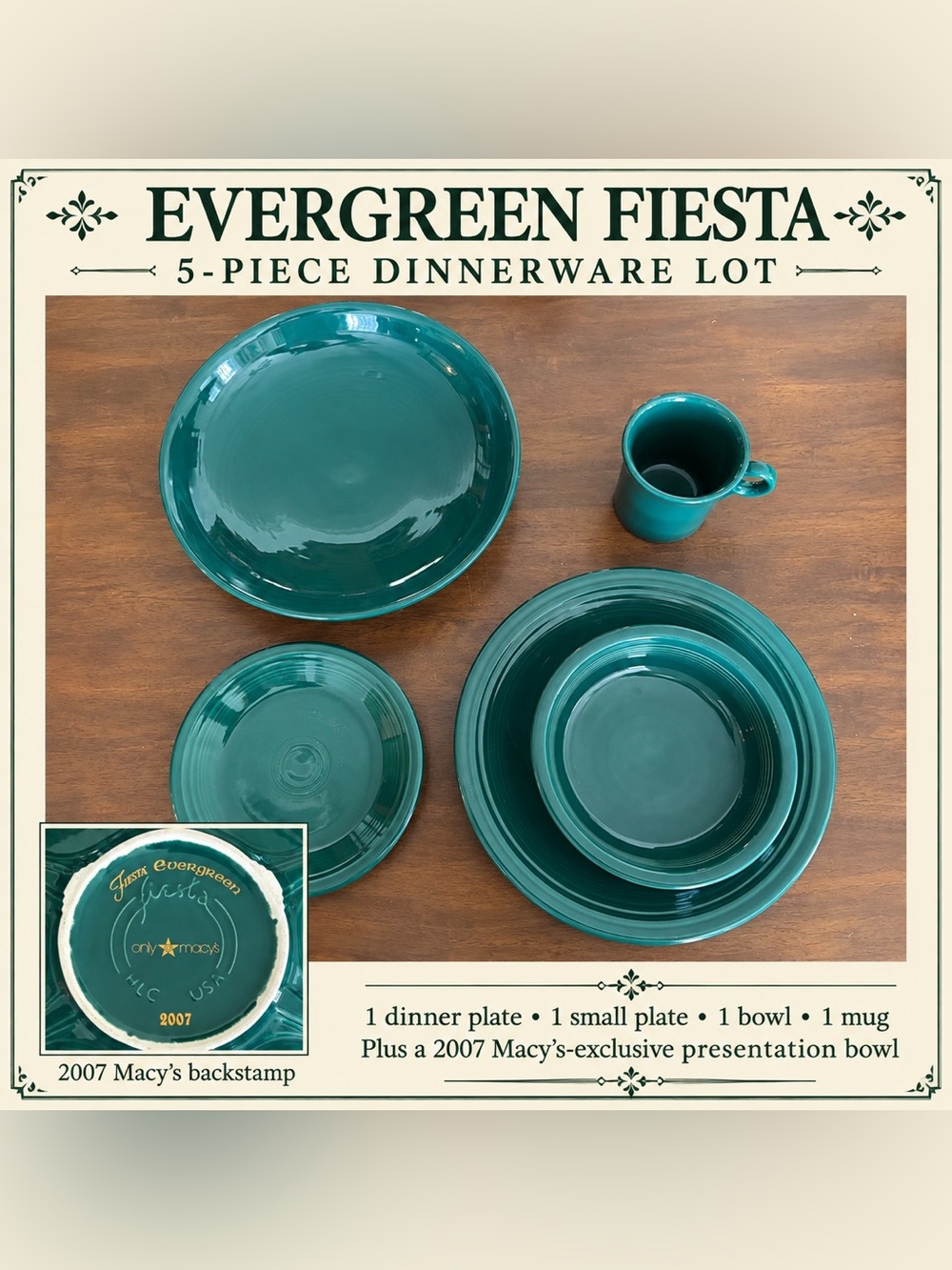 Fiesta Evergreen 5-Piece Set – 2007 Macy’s Exclusive Bowl